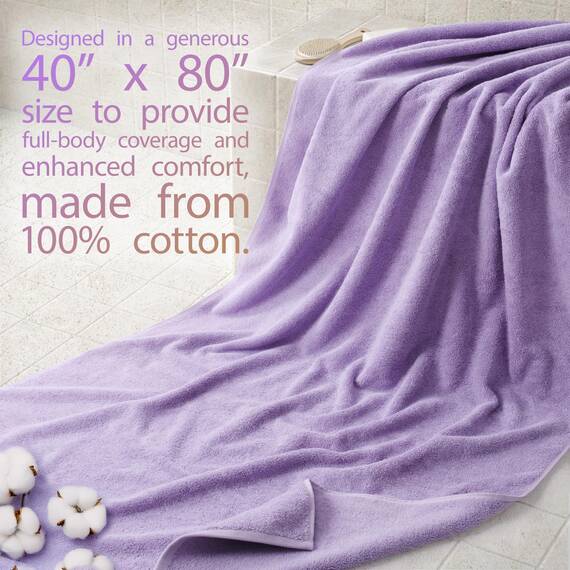 Cotton Paradise Übergroßes Badetuch, 100% Baumwolle, 40 x 80 cm, türkisches extra großes Badetuch für Badezimmer, lila