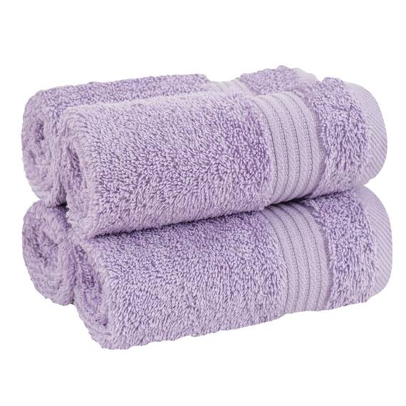 Cotton Paradise Türkisches Waschlappen-Set aus 100% Baumwolle, für Badezimmer, 4-teilig, weich, saugfähig, kleine Handtücher, Waschlappen, Flieder