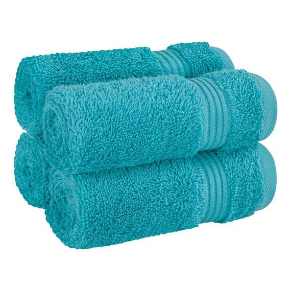 Cotton Paradise Türkische Waschlappen für Badezimmer, 100 % Baumwolle, weich, saugfähig, kleine Handtücher, Waschlappen für Körper, Aquablau, 4 Stück