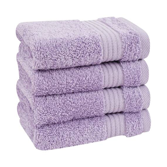 Cotton Paradise Türkisches Waschlappen-Set aus 100% Baumwolle, für Badezimmer, 4-teilig, weich, saugfähig, kleine Handtücher, Waschlappen, Flieder