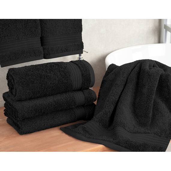 Cotton Paradise, Handtuch-Set, 100% türkische Baumwolle, Luxus-Hotel-Spa-Qualität, weich, saugfähig, schnell trocknend, dick, 600 g/m², Gesichtshandfreiheitsset, 40.6 x 71.8 cm, Schwarz