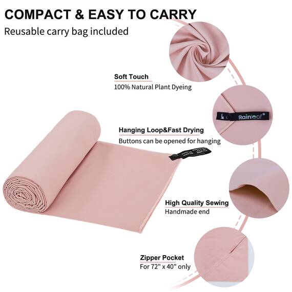 Rainleaf Mikrofaser-Handtuch, perfektes Reise-, Fitness- und Camping-Handtuch, schnell trocknend, super saugfähig, ultrakompakt, leicht, geeignet für Reisen, Strand, Dusche, Rucksackreisen, Pool