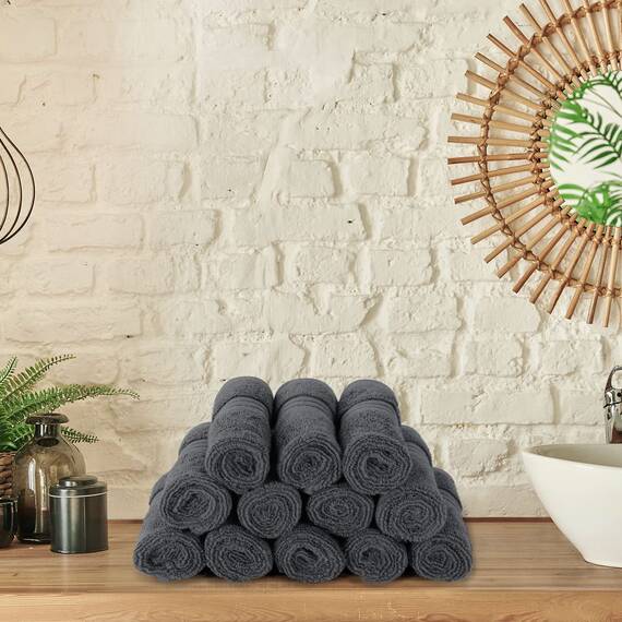 Utopia Towels - 12er Luxuriöses Waschlappen-Set aus 100% Baumwolle, saugfähig und weich, 30 x 30 cm, Seifentücher (Grau)