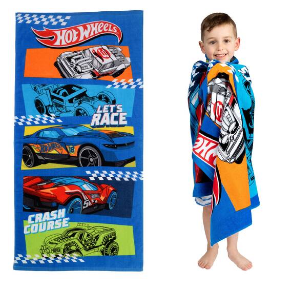 Franco Kinder-Badetuch, superweich, Baumwolle, 147 x 71 cm, Hot Wheels