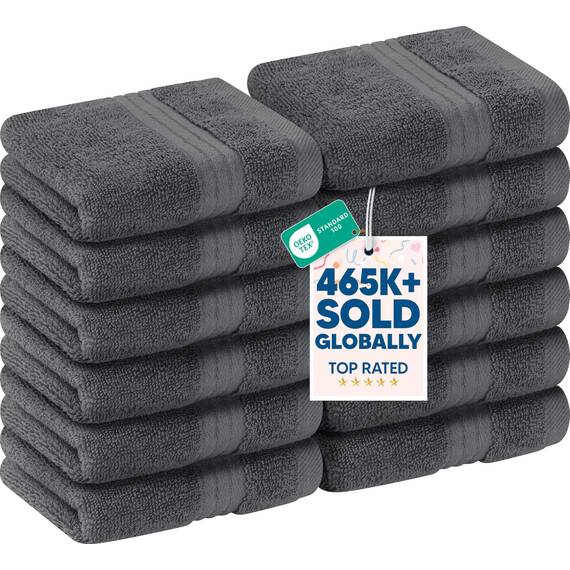 Utopia Towels - 12er Luxuriöses Waschlappen-Set aus 100% Baumwolle, saugfähig und weich, 30 x 30 cm, Seifentücher (Grau)