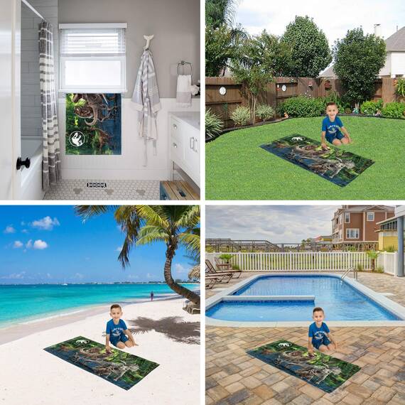 Franco Jurassic World Kinder-Bad-/Pool-/Strandtuch, superweich, 147 x 71 cm
