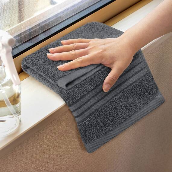 Utopia Towels - 12er Luxuriöses Waschlappen-Set aus 100% Baumwolle, saugfähig und weich, 30 x 30 cm, Seifentücher (Grau)