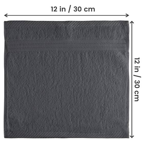 Utopia Towels - 12er Luxuriöses Waschlappen-Set aus 100% Baumwolle, saugfähig und weich, 30 x 30 cm, Seifentücher (Grau)