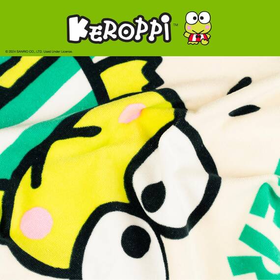 Sanrio Keroppi Kapuzenhandtuch für Kinder, superweich, für Bad/Pool/Strand, weiches Baumwoll-Frottee, 61 x 127 cm, offizielles Lizenzprodukt Franco