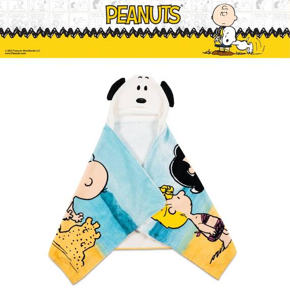 Franco Peanuts Snoopy Kinder-Kapuzenhandtuch, superweich, für Bad/Pool/Strand, weiches Baumwoll-Frottee, 61 x 127 cm, offizielles Lizenzprodukt