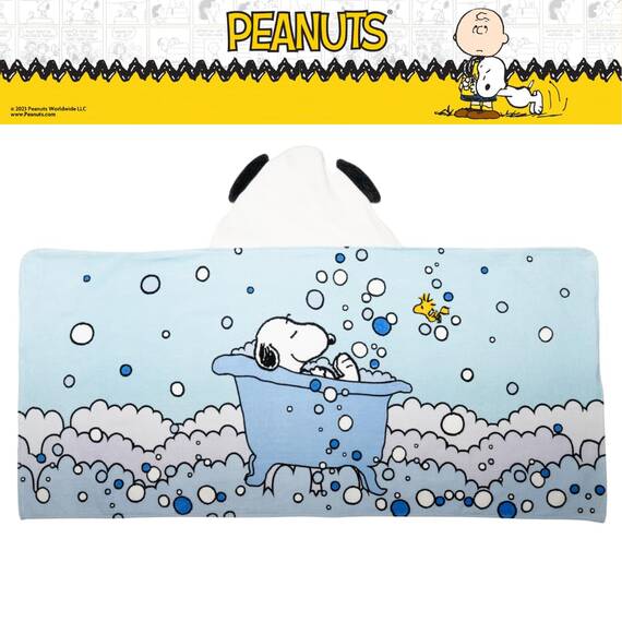 Franco Peanuts Snoopy Kapuzenhandtuch für Kinder, superweich, für Bad/Pool/Strand, weiches Baumwoll-Frottee, 61 x 127 cm, offizielles Lizenzprodukt