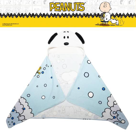 Franco Peanuts Snoopy Kapuzenhandtuch für Kinder, superweich, für Bad/Pool/Strand, weiches Baumwoll-Frottee, 61 x 127 cm, offizielles Lizenzprodukt