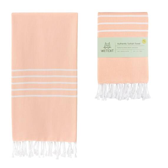 WETCAT Türkisches Strandtuch, 100% Baumwolle, sandfrei, schnell trocknend, extra groß, leicht, Reisehandtuch für Erwachsene, Strandzubehör, Geschenke (helle Korallenfarbe, 96,5 x 180,3 cm)