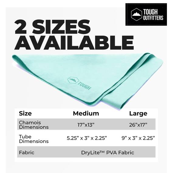 Tough Outfitters Schwimmhandtuch, schnell trocknend, PVA-Handtuch, Shammies, Chamois, Aqua Large – 66 x 43 cm