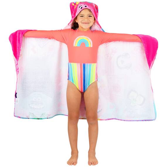 Franco Badetuch für Kinder mit Kapuze, weiches Baumwoll-Frottee, 61 x 127 cm, Trolle