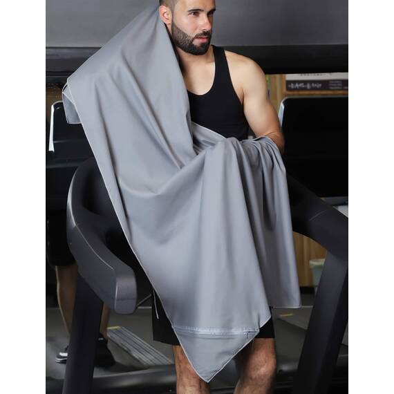 Mikrofaser-Handtuch von RainLeaf Perfektes Sport-, Reise- & Strandtuch. Schnell trocknend – Sehr saugfähig – Ultrakompakt. Geeignet für Camping, Fitnesstudio, grau, XX-Large (100 x 180 cm)