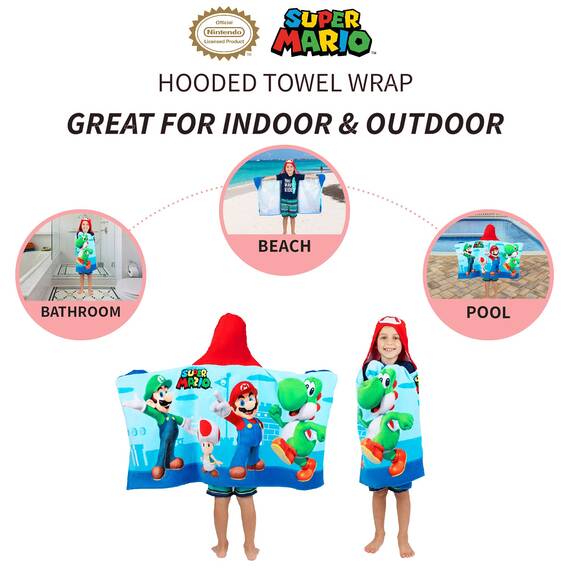 Franco Super Mario Handtuch für Kinder zum Baden und am Strand, 61 x 127 cm
