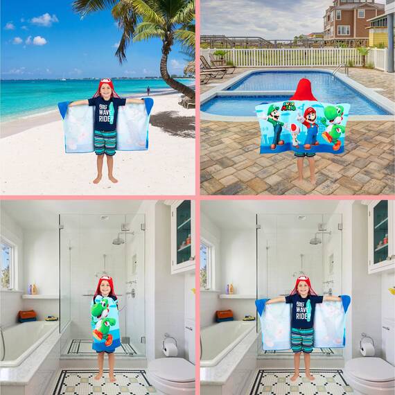 Franco Super Mario Handtuch für Kinder zum Baden und am Strand, 61 x 127 cm