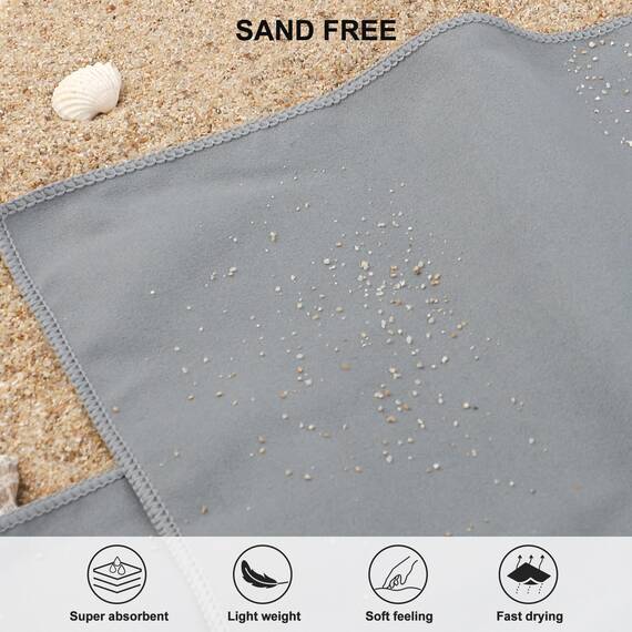 Mikrofaser-Handtuch von RainLeaf Perfektes Sport-, Reise- & Strandtuch. Schnell trocknend – Sehr saugfähig – Ultrakompakt. Geeignet für Camping, Fitnesstudio, grau, XX-Large (100 x 180 cm)