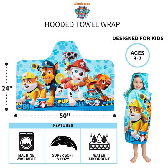Franco Badetuch und Strandtuch für Kinder, weicher Baumwoll-Frottee, 61 x 127 cm, Paw Patrol Blau
