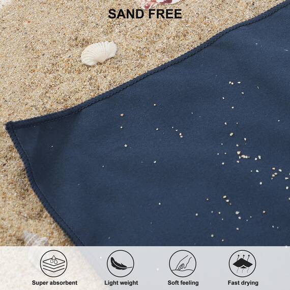 Rainleaf Microfiber Towel,Navy Blue,16 X 32 Inches