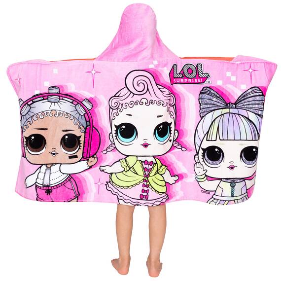 Franco LOL Surprise Kinder-Handtuch, weiches Baumwoll-Frottee-Kapuzenhandtuch, 61 x 127 cm, für Bad und Strand