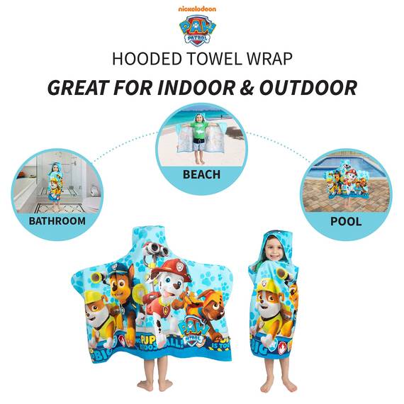 Franco Badetuch und Strandtuch für Kinder, weicher Baumwoll-Frottee, 61 x 127 cm, Paw Patrol Blau