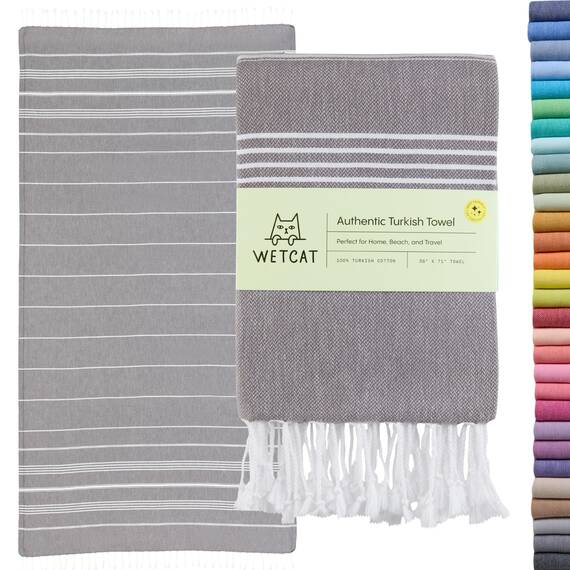 WETCAT Türkisches Strandtuch, Übergröße, 96 x 180 cm, 100% türkische Baumwolle, hergestellt in der Türkei, sanddicht, extra groß, ultraweich, schnell trocknend, kompakt und leicht für Reisen