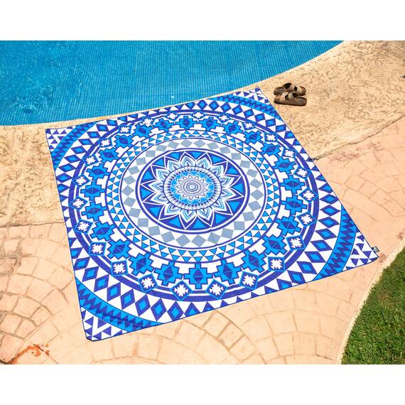 Elite Trend Mikrofaser-Strandtuch für Erwachsene mit Tasche, XXL, 183 x 183 cm, leicht, sandfrei, schnell trocknend, für Reisen, Schwimmen, Yoga, Camping (Blue Beauty)