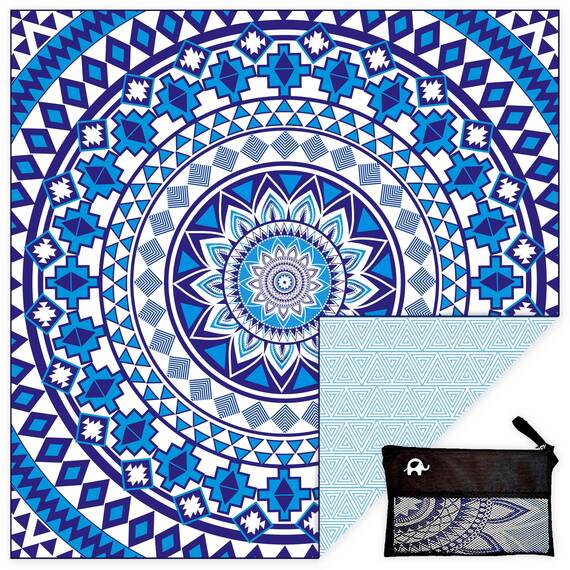Elite Trend Mikrofaser-Strandtuch für Erwachsene mit Tasche, XXL, 183 x 183 cm, leicht, sandfrei, schnell trocknend, für Reisen, Schwimmen, Yoga, Camping (Blue Beauty)