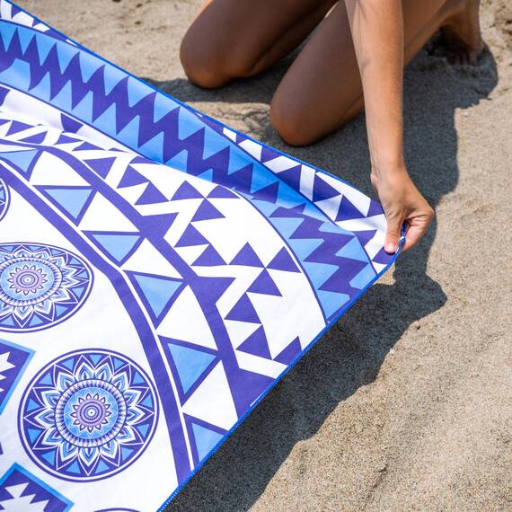 Elite Trend Mikrofaser-Strandtuch für Erwachsene mit Tasche, XXL, 183 x 183 cm, leicht, sandfrei, schnell trocknend, für Reisen, Schwimmen, Yoga, Camping (Blue Beauty)