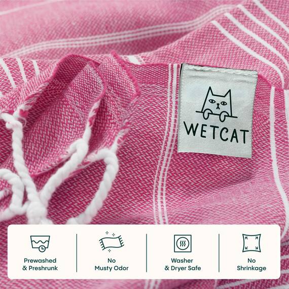 WETCAT Türkisches Strandtuch, übergroß, 96.5x180.9 cm, 100% Baumwolle, sandfrei, schnell trocknend, extra groß, türkisches Handtuch, leichtes Reisehandtuch für Erwachsene, Strandzubehör, Fuchsia
