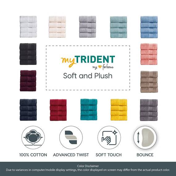 TRIDENT Handtuchset - Soft and Plush - 4-teiliges Handtuchset, 500 GSM, 100% Baumwolle Handtuch Set, Feather Touch, hochsaugfähig, superweich (Holzkohle)