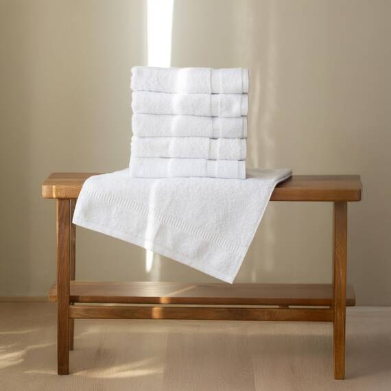 SALBAKOS Set umweltfreundliche türkische Baumwollhandtücher für Luxushotel und Spa Packung mit 6 Handtuch Weiß