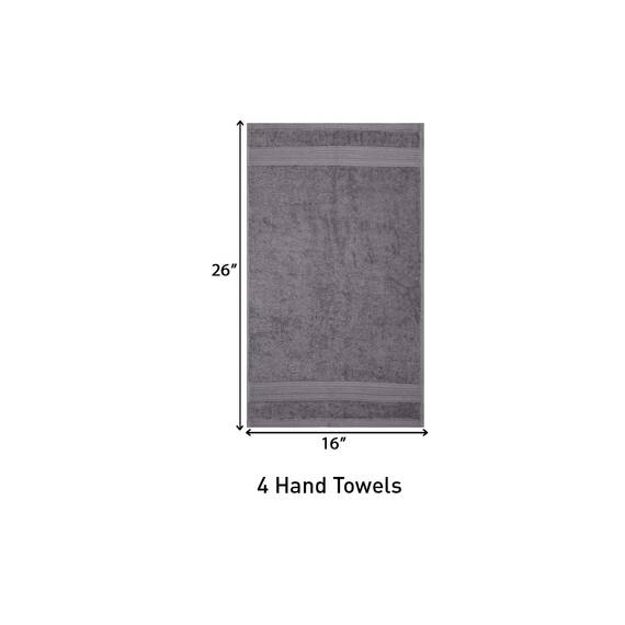 TRIDENT Handtuchset - Soft and Plush - 4-teiliges Handtuchset, 500 GSM, 100% Baumwolle Handtuch Set, Feather Touch, hochsaugfähig, superweich (Holzkohle)
