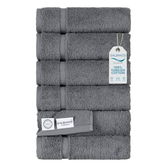 SALBAKOS Set umweltfreundliche türkische Baumwollhandtücher für Luxushotel und Spa Packung mit 6 Handtuch Grau