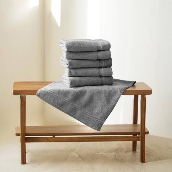 SALBAKOS Set umweltfreundliche türkische Baumwollhandtücher für Luxushotel und Spa Packung mit 6 Handtuch Grau