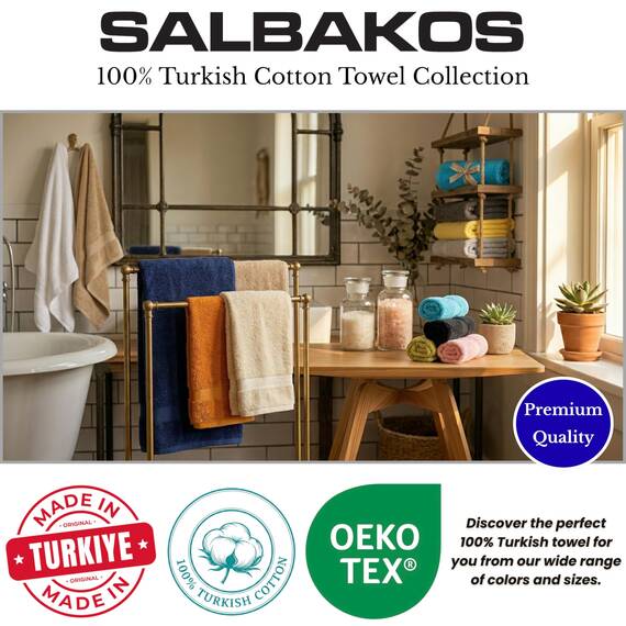 SALBAKOS Ökologisches Badetuch aus türkischer Baumwolle für Luxushotel und Wellnessbereich 12 Stück 40" x 80" Badetuch Schokolade