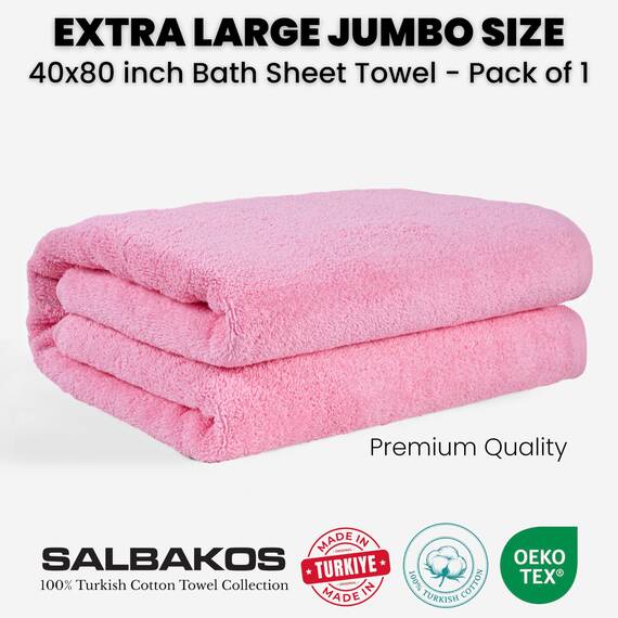 SALBAKOS Ökologisches Badetuch aus türkischer Baumwolle für Luxushotel und Wellnessbereich 12 Stück 40" x 80" Badetuch Rosa