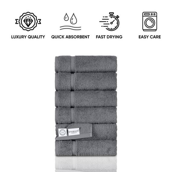 SALBAKOS Set umweltfreundliche türkische Baumwollhandtücher für Luxushotel und Spa Packung mit 6 Handtuch Grau