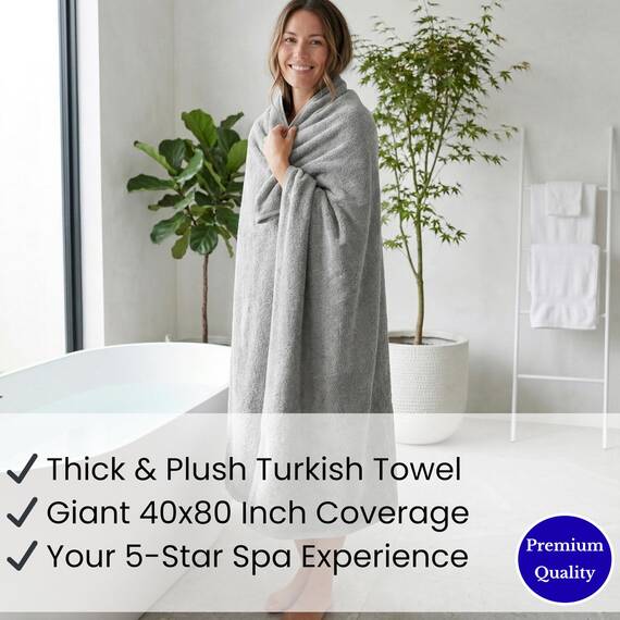 SALBAKOS Ökologisches Badetuch aus türkischer Baumwolle für Luxushotel und Wellnessbereich 12 Stück 40" x 80" Badetuch Silber