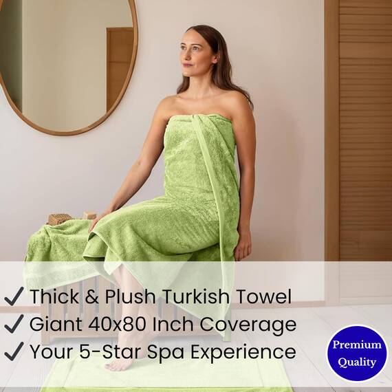SALBAKOS Ökologisches Badetuch aus türkischer Baumwolle für Luxushotel und Wellnessbereich 12 Stück 40" x 80" Badetuch Grün