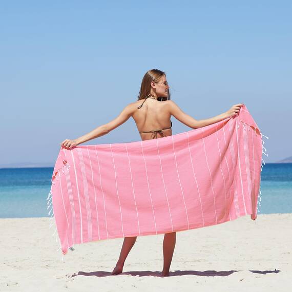 WETCAT Türkisches Strandtuch, 100 % Baumwolle, sandfrei, schnell trocknend, extra groß, leicht, Reisehandtuch für Erwachsene, Strandzubehör, Geschenke (Rosa, 96,5 x 180,3 cm)