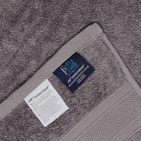 TRIDENT Handtuchset - Soft and Plush - 4-teiliges Handtuchset, 500 GSM, 100% Baumwolle Handtuch Set, Feather Touch, hochsaugfähig, superweich (Holzkohle)