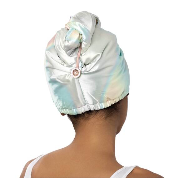Kitsch Satin-umwickeltes Mikrofaser-Haarhandtuch – schnell trocknend, lockiges Haar für Damen, nasses Haar, Mikrofaser-Handtuch für Haare, Haartrockner-Handtuch, Haartücher für Damen, Haarturban für