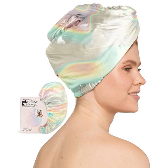 Kitsch Satin-umwickeltes Mikrofaser-Haarhandtuch – schnell trocknend, lockiges Haar für Damen, nasses Haar, Mikrofaser-Handtuch für Haare, Haartrockner-Handtuch, Haartücher für Damen, Haarturban für
