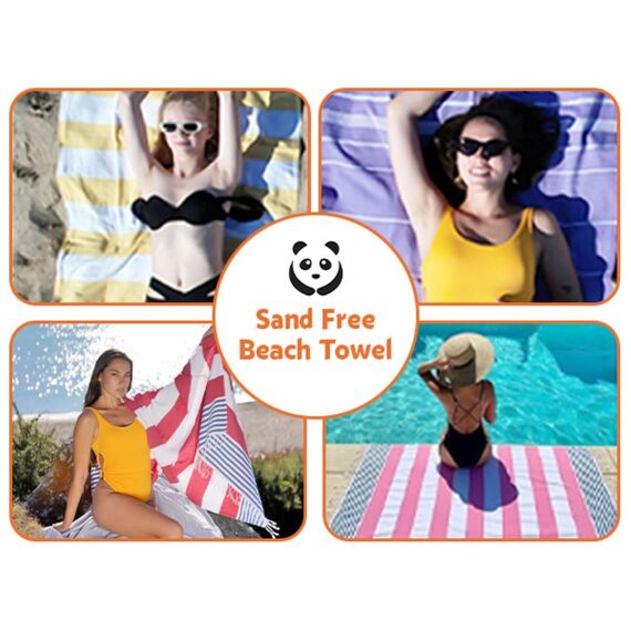 Havluland,6er Set Strandtücher – 100% türkische Baumwolle, super weich (71x39), leicht – saugfähig und schnell trocknendes Badetuch – übergroße Fitnessstudio, Reisen, Sandfreie Stranddecke