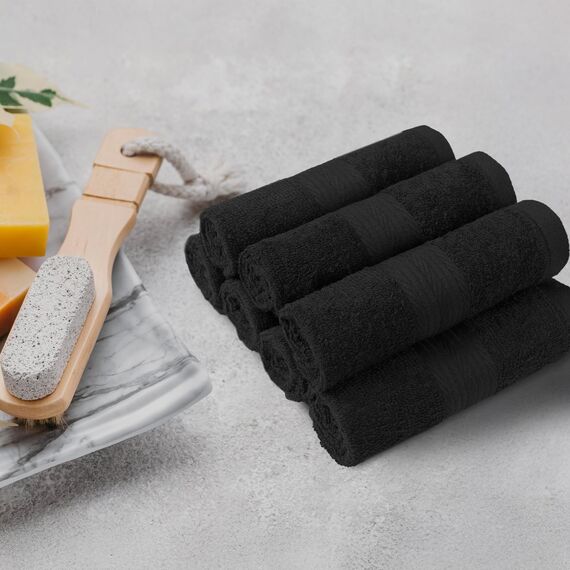 Amazon Basics Bleichbeständiger Baumwoll-Waschlappen - 12 Stück , Schwarz, ‎36,2 x 27,56 x 12,34 cm
