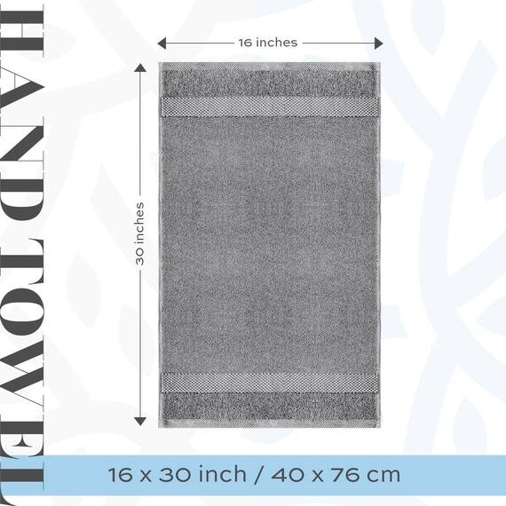 Weiße klassische luxuriöse hellgraue Handtücher – weiche 100 % türkische Baumwolle | Hochabsorbierende Hotel Spa Badezimmer Handtuchhalter Sammlung | 40 x 76 cm | 6 set