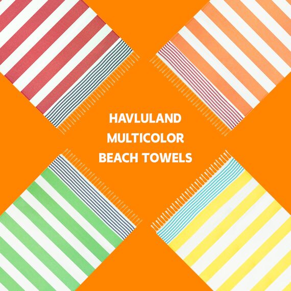 Havluland,6er Set Strandtücher – 100% türkische Baumwolle, super weich (71x39), leicht – saugfähig und schnell trocknendes Badetuch – übergroße Fitnessstudio, Reisen, Sandfreie Stranddecke